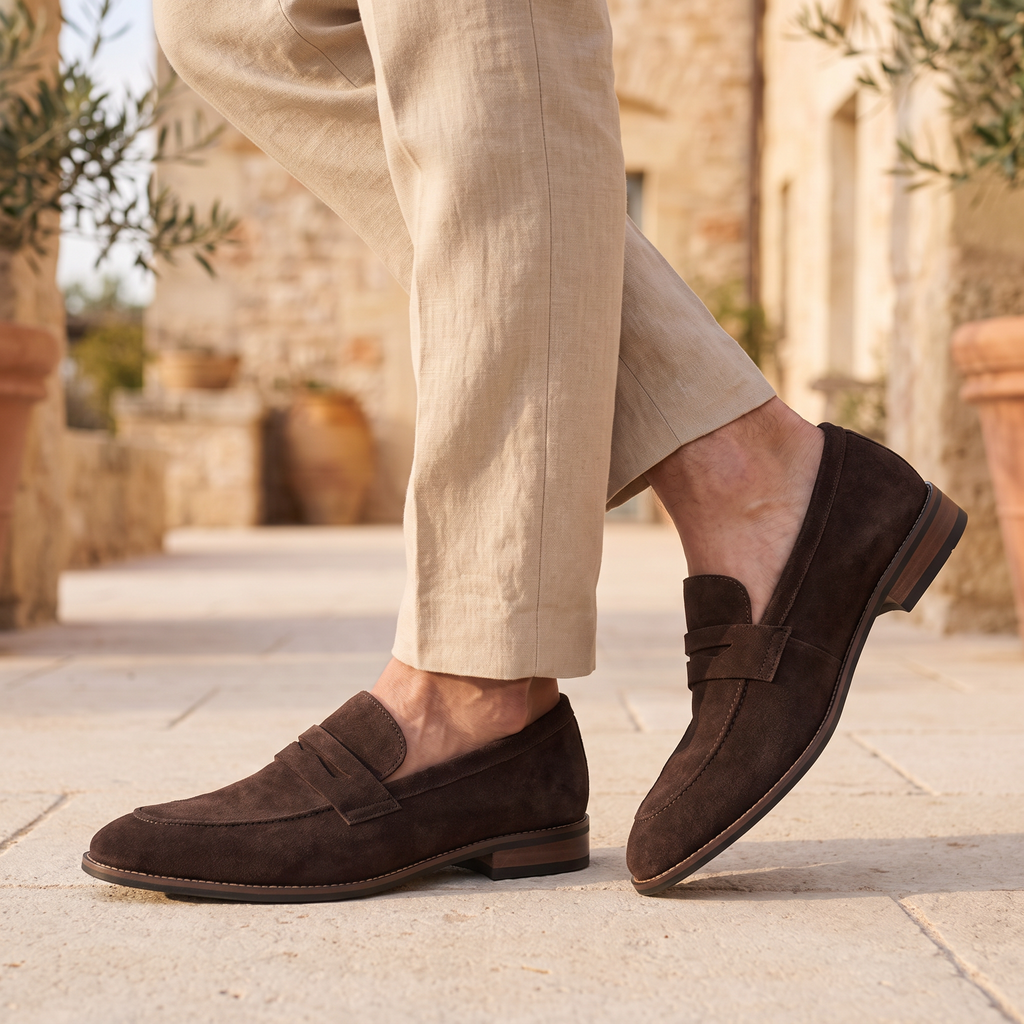 Men's Nubuck Penny Loafers