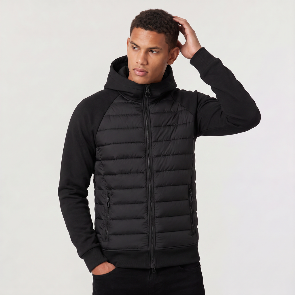 Men's Hooded Hybrid Quilted Jacket