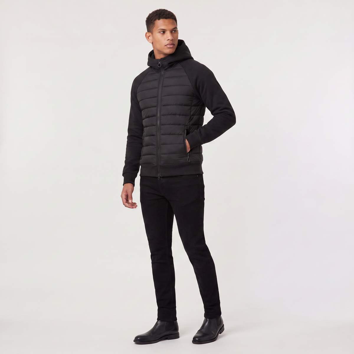 Men's Hooded Hybrid Quilted Jacket