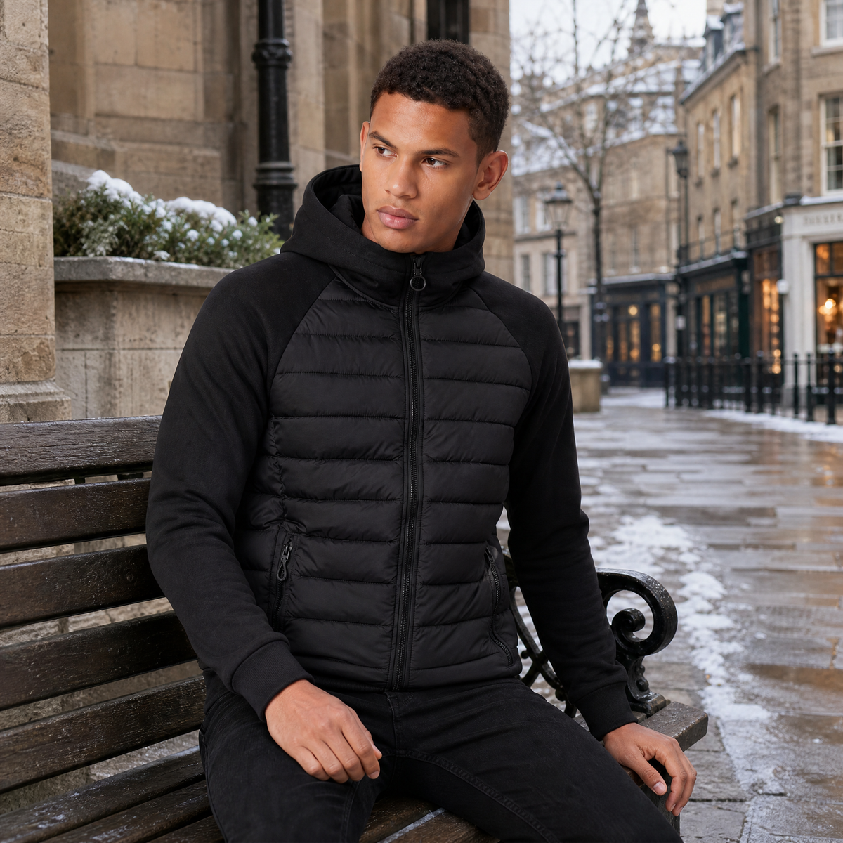 Men's Hooded Hybrid Quilted Jacket