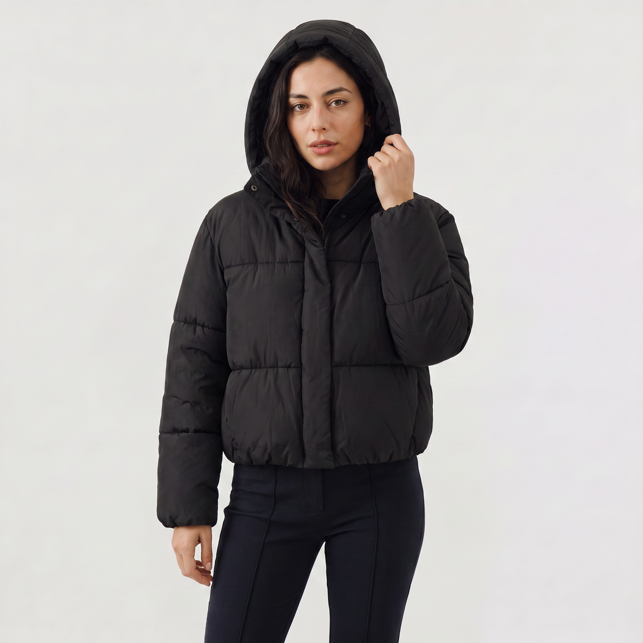 Women's Cropped Hooded Puffer Jacket
