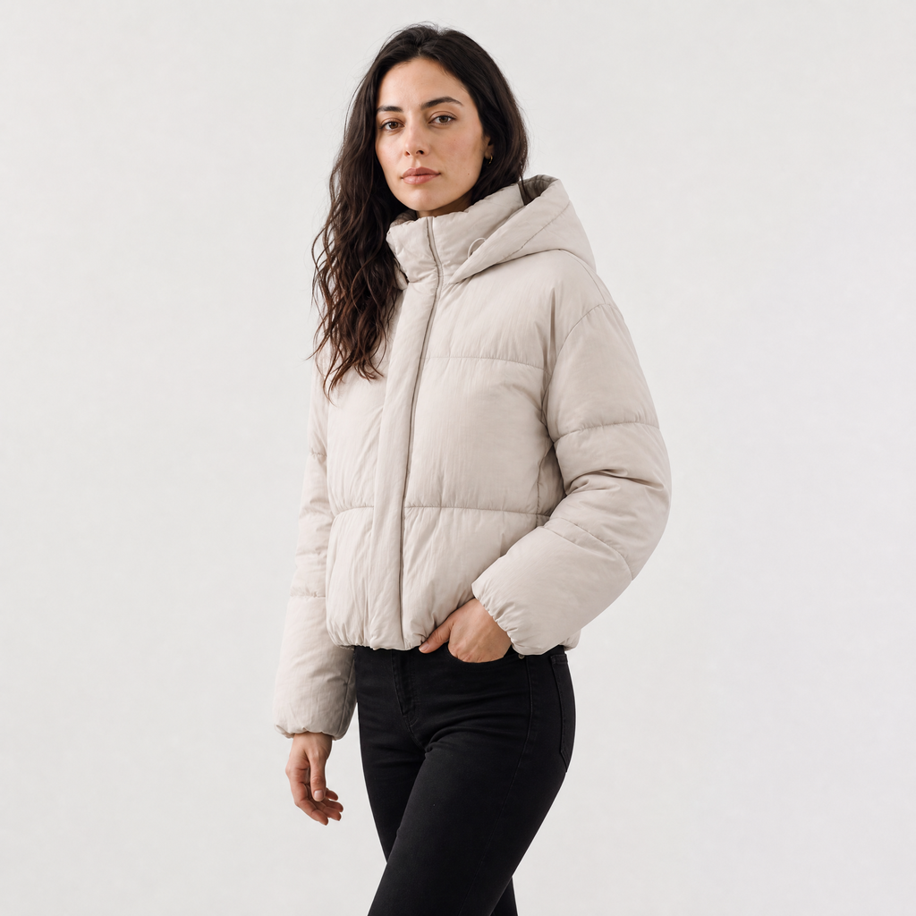 Women's Cropped Hooded Puffer Jacket