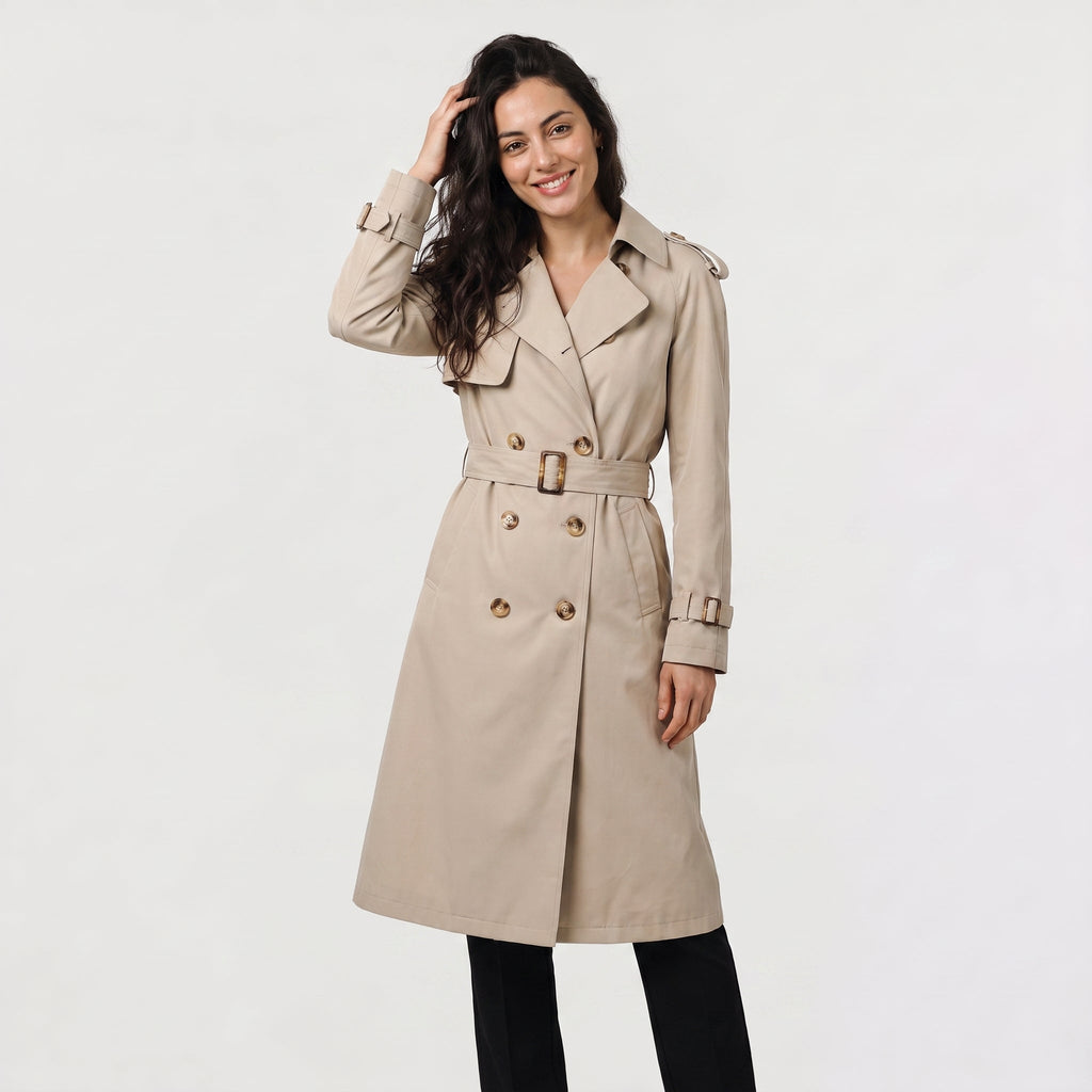 Women's Single Brested Belted Trench Coat