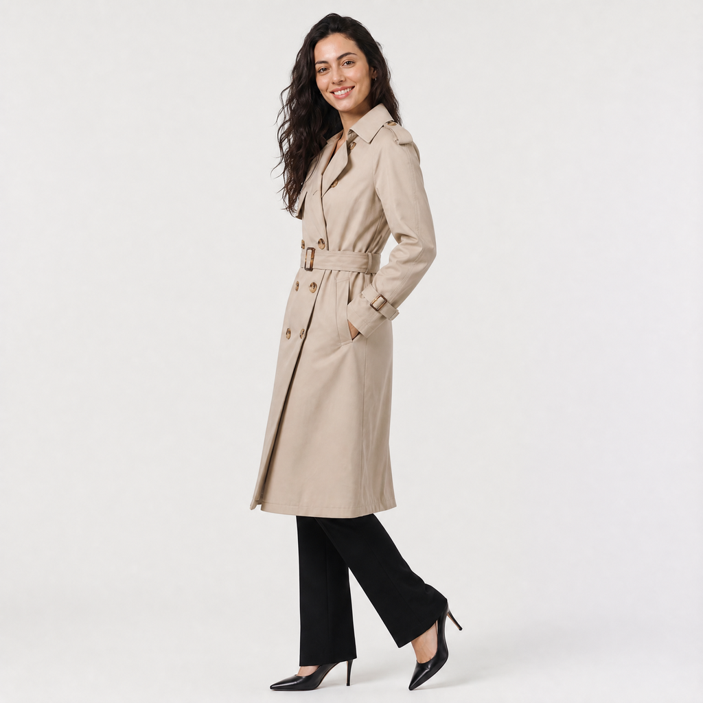 Women's Single Brested Belted Trench Coat