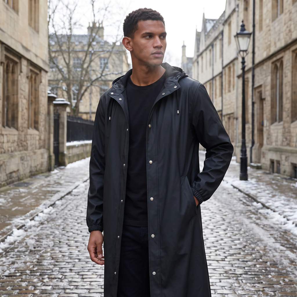 Men's Extra Long Hooded Raincoat