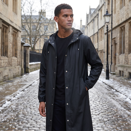 Men's Extra Long Hooded Raincoat