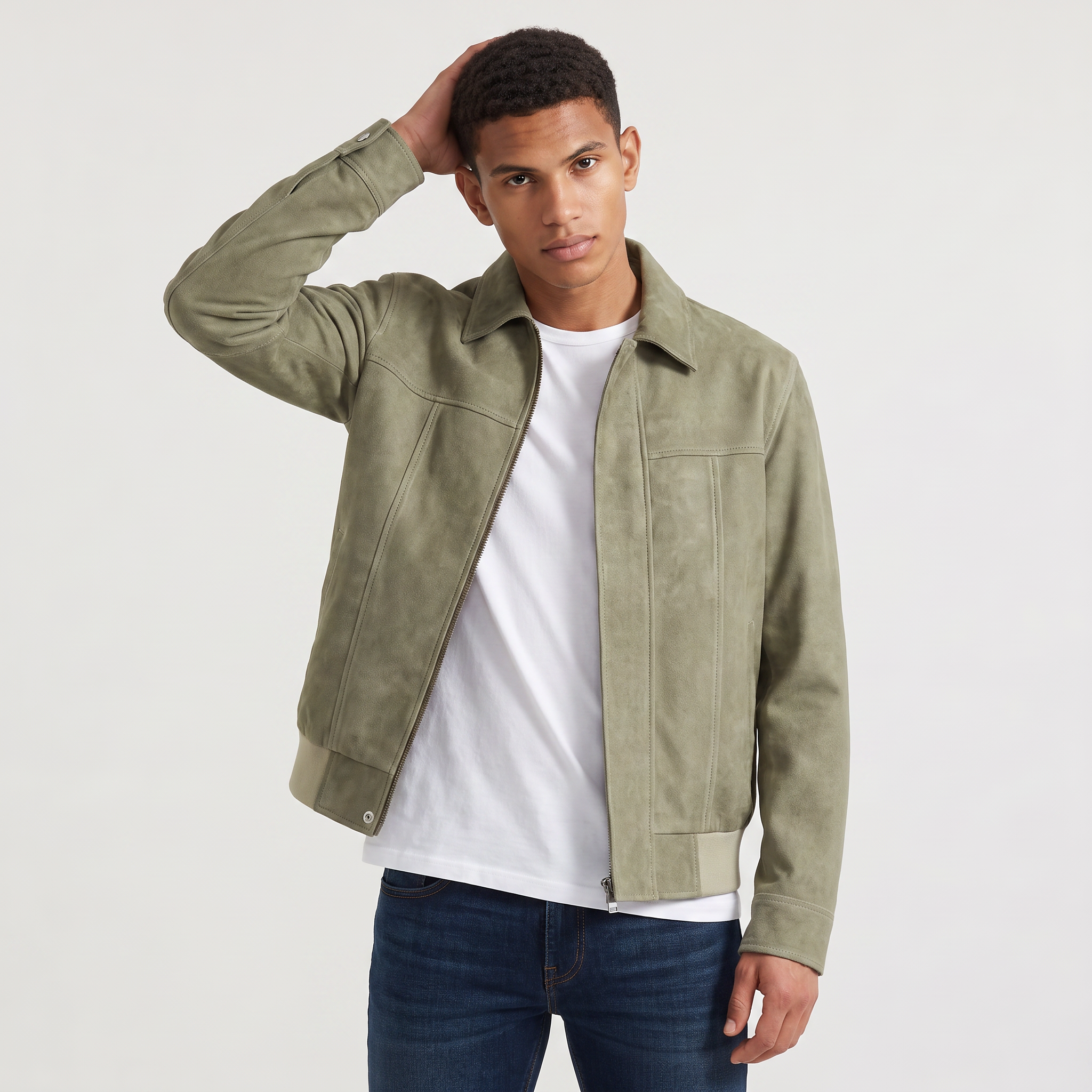 Men's Casual Leather-Look Zip Jacket