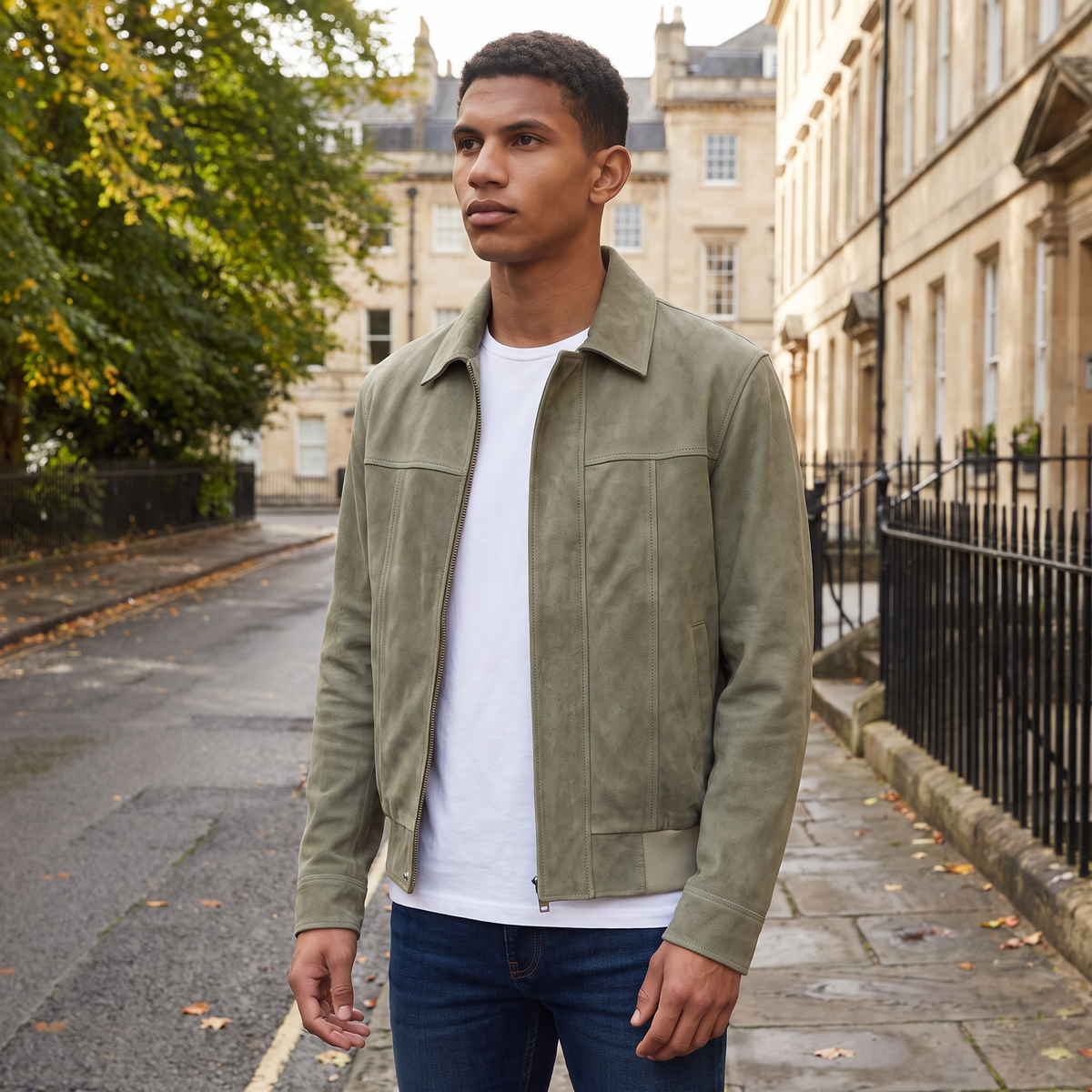 Men's Casual Leather-Look Zip Jacket
