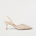 Women's Embroidered Mesh Mule Heels - Pointed Toe