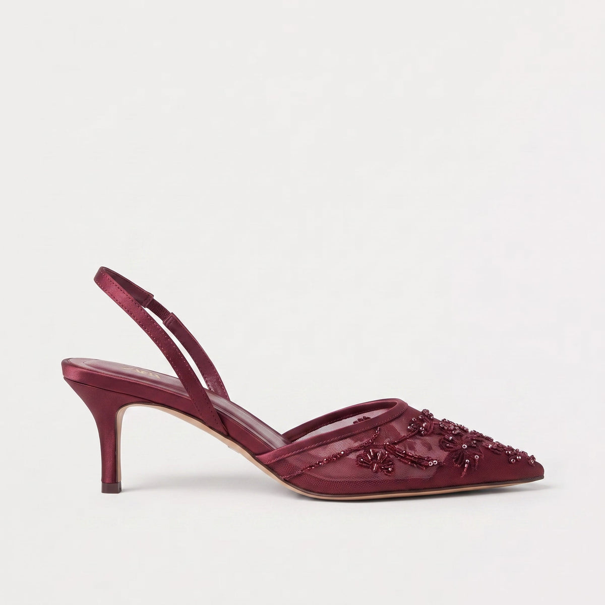Women's Embroidered Mesh Mule Heels - Pointed Toe