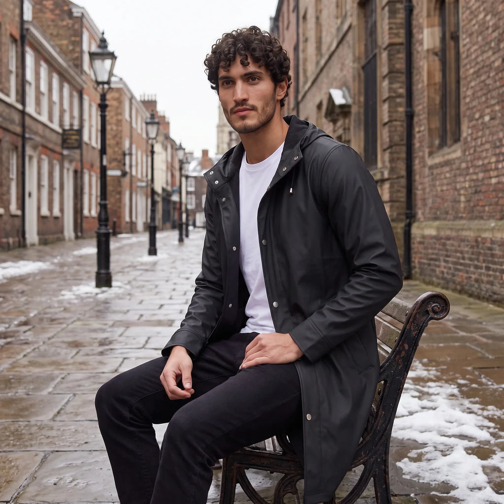 Men's Long Hooded Raincoat