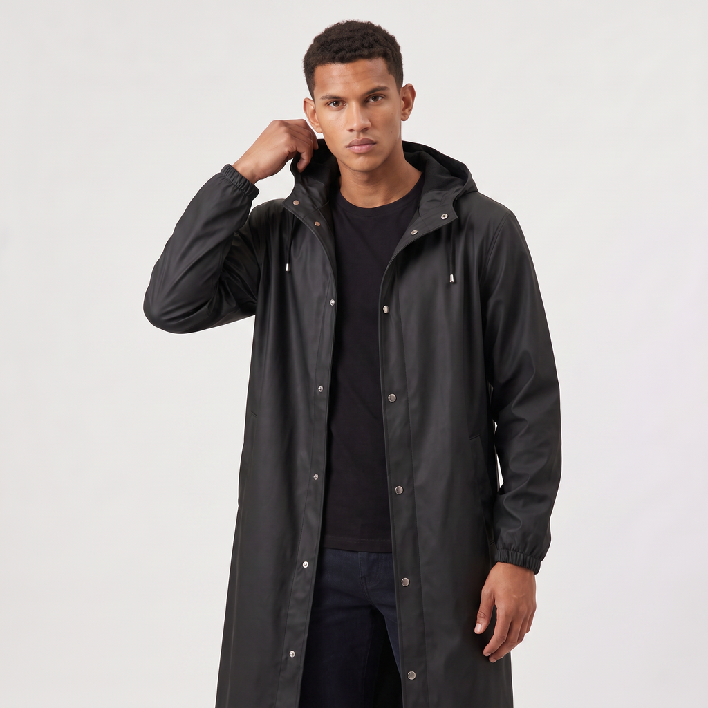 Men's Extra Long Hooded Raincoat