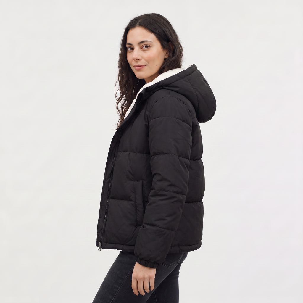 Women's Sherpa-Lined Hooded Puffer Jacket