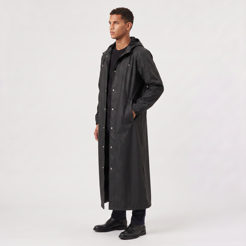 Men's Extra Long Hooded Raincoat